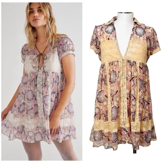 Free People X Anna Sui baby doll mini dress